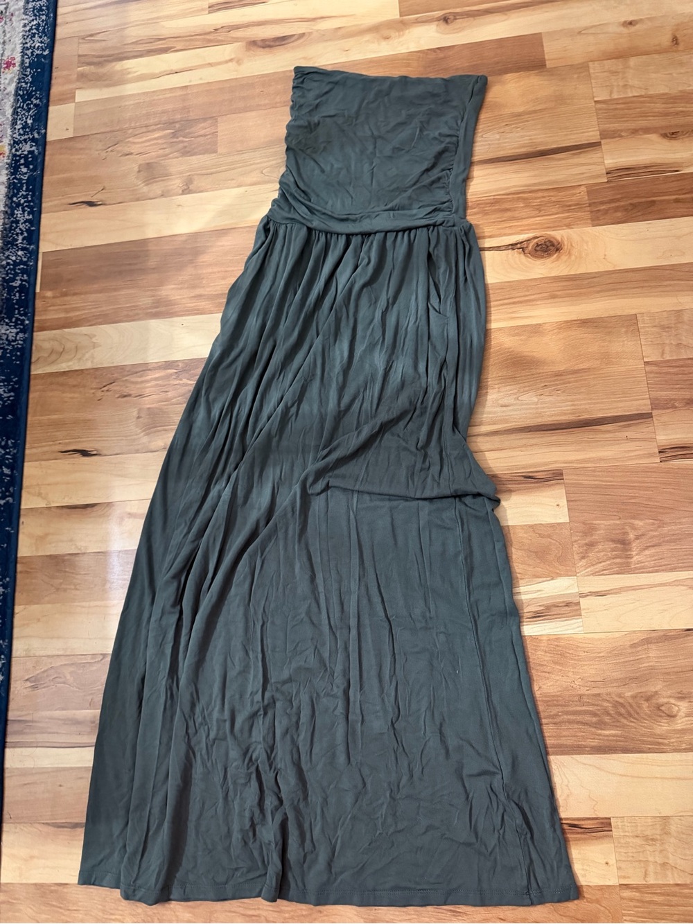 Strapless Maxi Dress in Olive Green